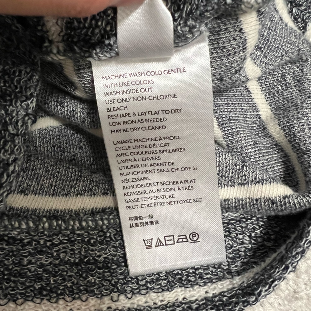 Anthropologie Striped Black & White, Half & Half, Exposed Stitching Sweater - Picture 4 of 7